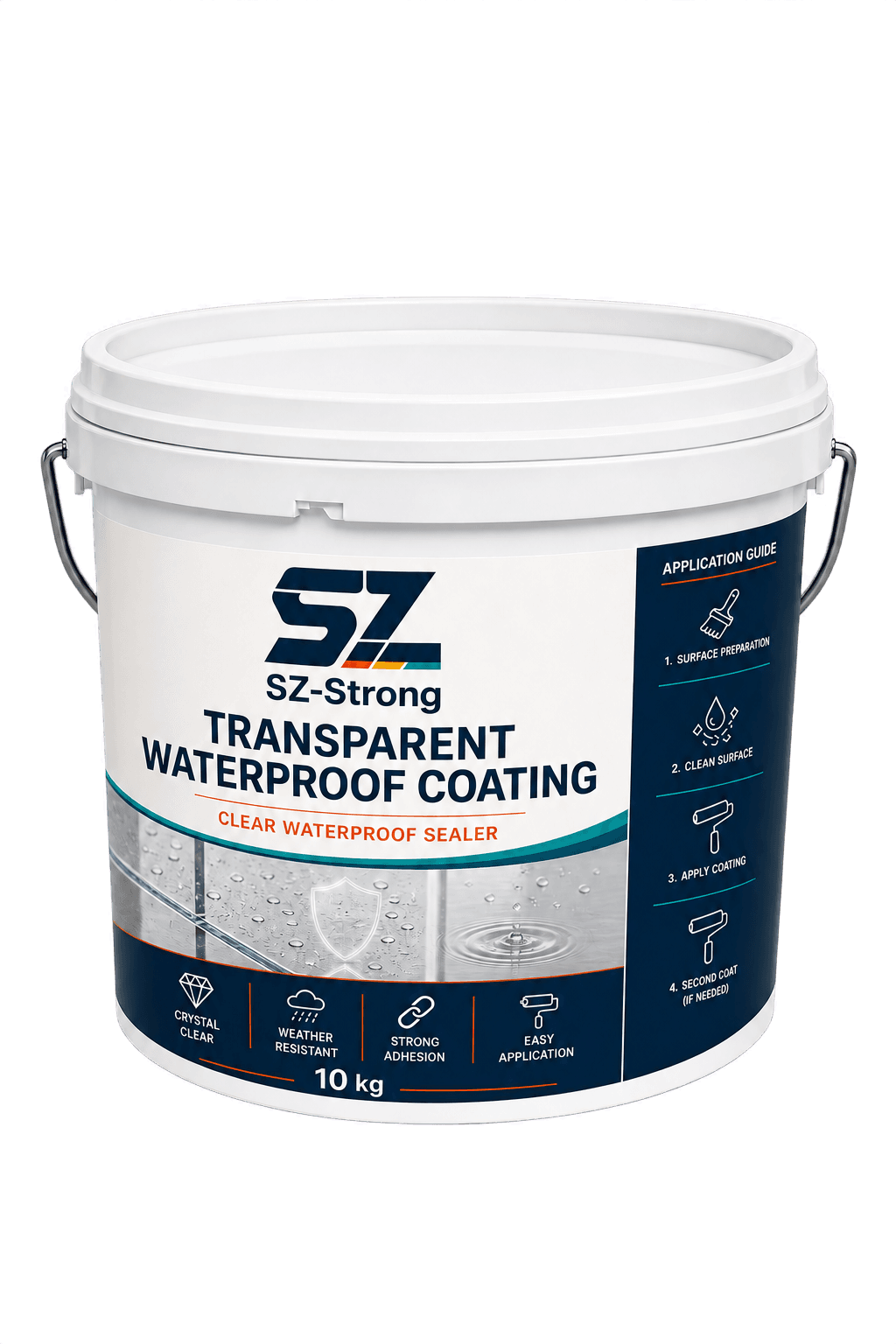 SZ-Strong Transparent Waterproof Coating pail labelled 10 kg